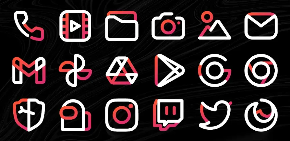 Aline Red: linear icon pack v2.0.1 APK (Full Version) Download